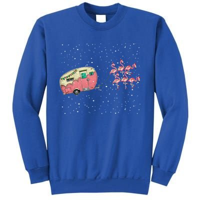 Flamingos Camper Funny Christmas Gift For Camping Lovers Cute Gift Tall Sweatshirt