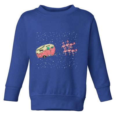 Flamingos Camper Funny Christmas Gift For Camping Lovers Cute Gift Toddler Sweatshirt
