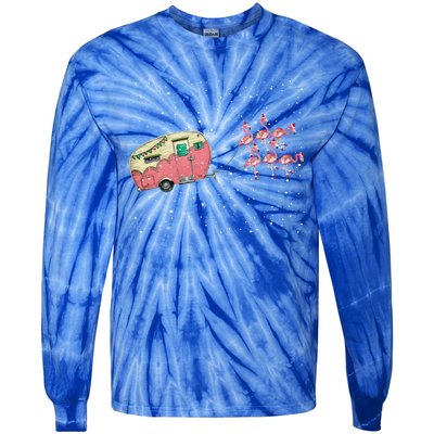 Flamingos Camper Funny Christmas Gift For Camping Lovers Cute Gift Tie-Dye Long Sleeve Shirt