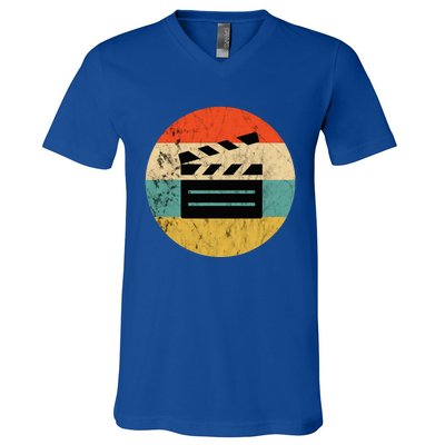 Filmmaker Clapboard Film Director Lover Retro Sunset V-Neck T-Shirt