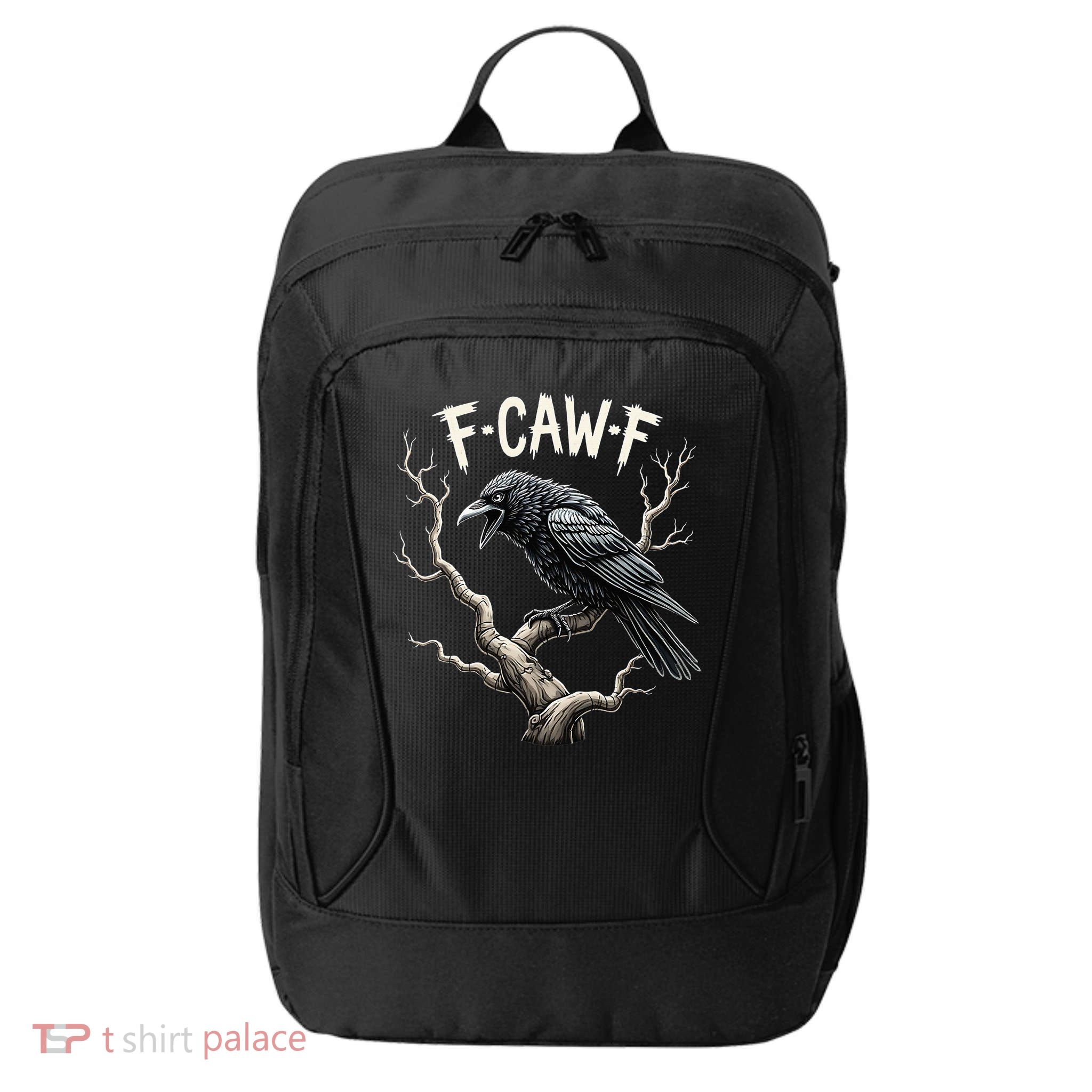 F Caw F Funny Raven Crow Vintage Gothic Bird Pun City Backpack