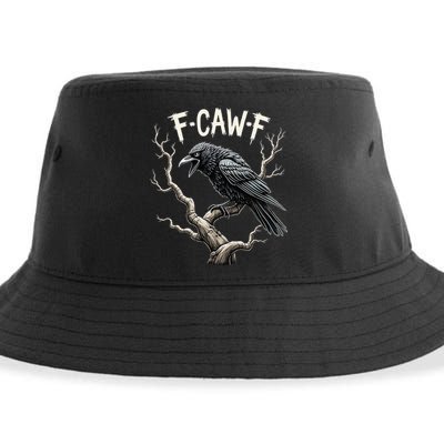 F Caw F Funny Raven Crow Vintage Gothic Bird Pun Sustainable Bucket Hat
