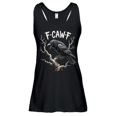 F Caw F Funny Raven Crow Vintage Gothic Bird Pun Ladies Essential Flowy Tank