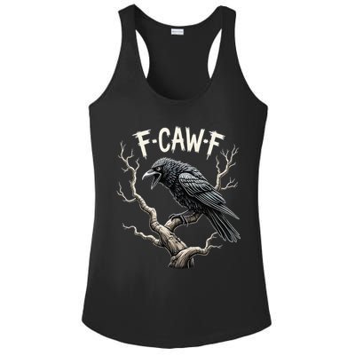 F Caw F Funny Raven Crow Vintage Gothic Bird Pun Ladies PosiCharge Competitor Racerback Tank