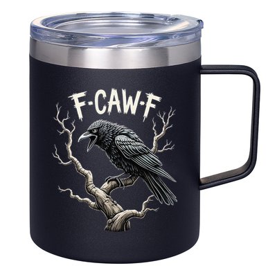 F Caw F Funny Raven Crow Vintage Gothic Bird Pun 12oz Stainless Steel Coffee Mug