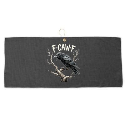 F Caw F Funny Raven Crow Vintage Gothic Bird Pun Large Microfiber Waffle Golf Towel
