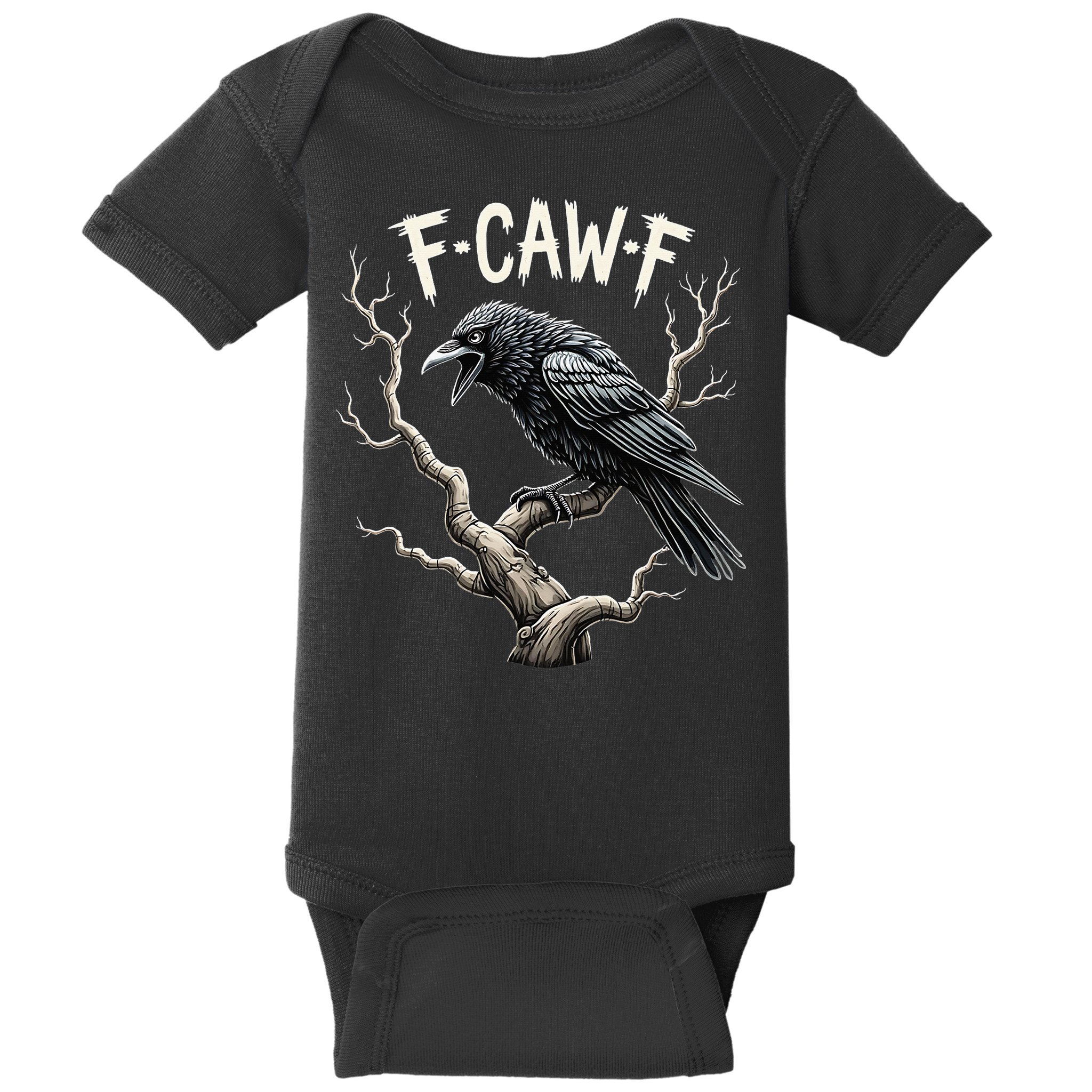 F Caw F Funny Raven Crow Vintage Gothic Bird Pun Baby Bodysuit