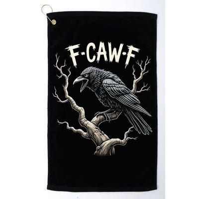 F Caw F Funny Raven Crow Vintage Gothic Bird Pun Golf Towel
