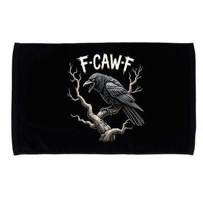 F Caw F Funny Raven Crow Vintage Gothic Bird Pun Microfiber Hand Towel