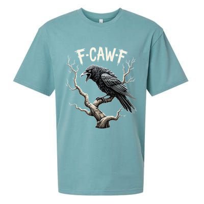 F Caw F Funny Raven Crow Vintage Gothic Bird Pun Sueded Cloud Jersey T-Shirt