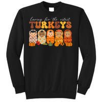 Funny Caring For The Cutest Turkeys Nurse Thanksgiving Women Sweatshirt