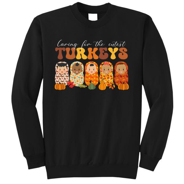 Funny Caring For The Cutest Turkeys Nurse Thanksgiving Women Sweatshirt