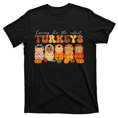 Funny Caring For The Cutest Turkeys Nurse Thanksgiving Women T-Shirt