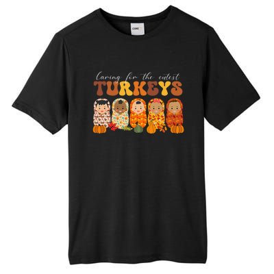 Funny Caring For The Cutest Turkeys Nurse Thanksgiving Women Tall Fusion ChromaSoft Performance T-Shirt