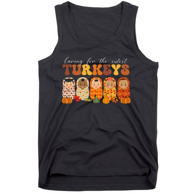 Funny Caring For The Cutest Turkeys Nurse Thanksgiving Women Tank Top