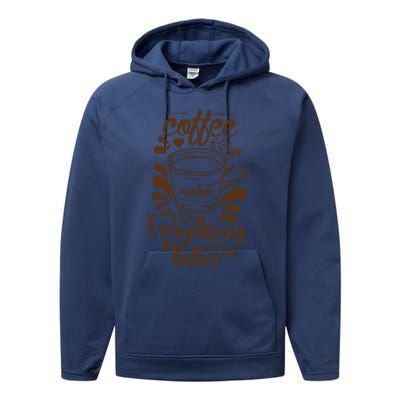 Fall Coffee For Women Vintage Performance Fleece Hoodie