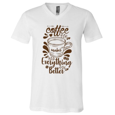 Fall Coffee For Women Vintage V-Neck T-Shirt