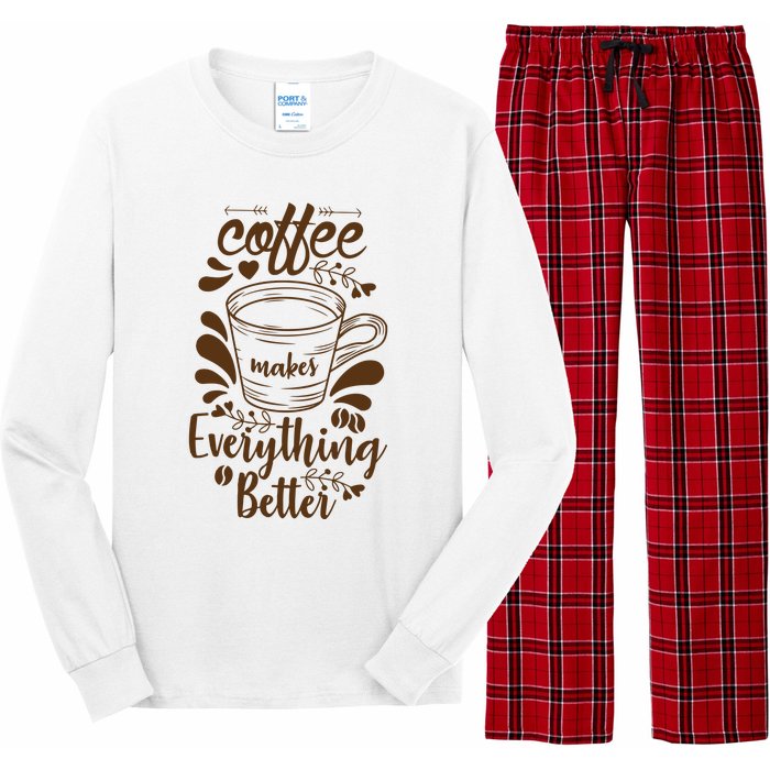 Fall Coffee For Women Vintage Long Sleeve Pajama Set