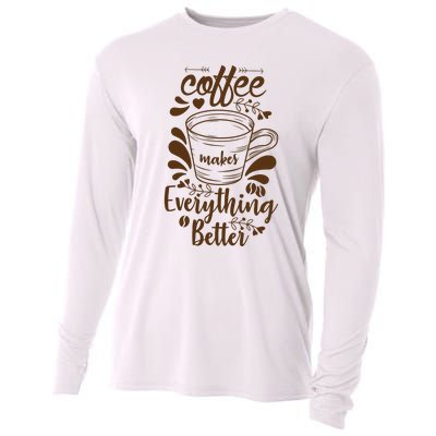 Fall Coffee For Women Vintage Cooling Performance Long Sleeve Crew