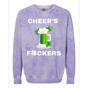 Funny Cheers Fckers St Patricks Day Beer Drinking Colorblast Crewneck Sweatshirt