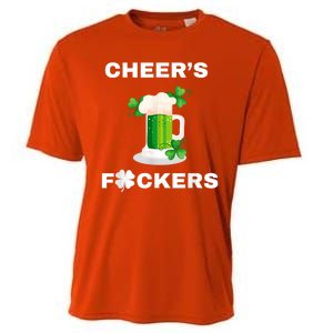 Funny Cheers Fckers St Patricks Day Beer Drinking Cooling Performance Crew T-Shirt