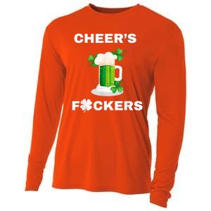 Funny Cheers Fckers St Patricks Day Beer Drinking Cooling Performance Long Sleeve Crew