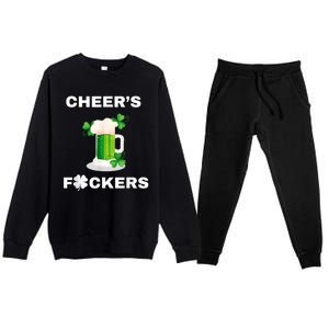 Funny Cheers Fckers St Patricks Day Beer Drinking Premium Crewneck Sweatsuit Set