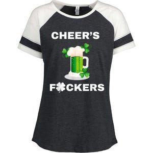 Funny Cheers Fckers St Patricks Day Beer Drinking Enza Ladies Jersey Colorblock Tee