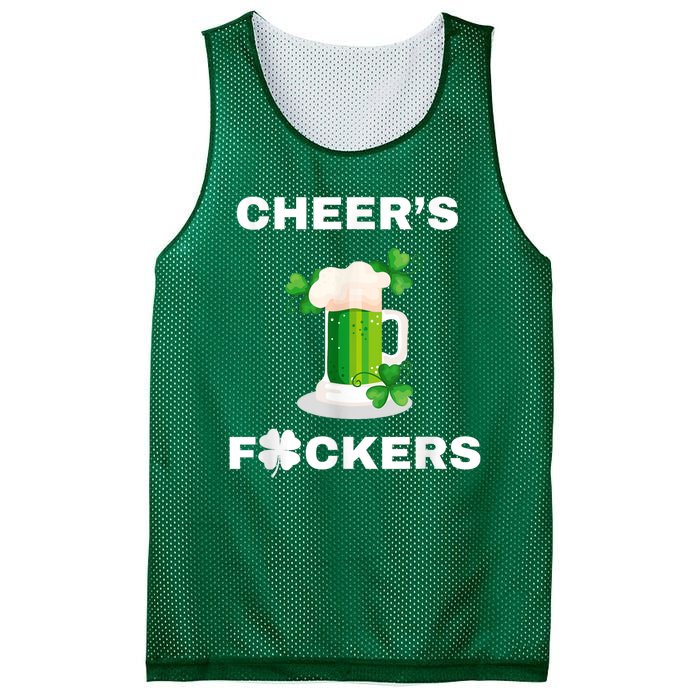 Funny Cheers Fckers St Patricks Day Beer Drinking Mesh Reversible Basketball Jersey Tank