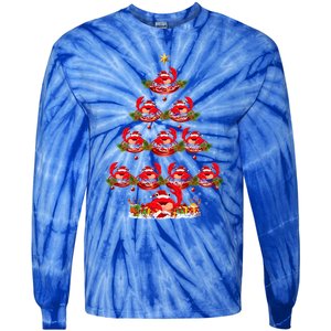 Funny Crab Fish Xmas Tree Lighting Crab Christmas Tree Meaningful Gift Tie-Dye Long Sleeve Shirt