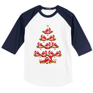 Funny Crab Fish Xmas Tree Lighting Crab Christmas Tree Meaningful Gift Baseball Sleeve Shirt