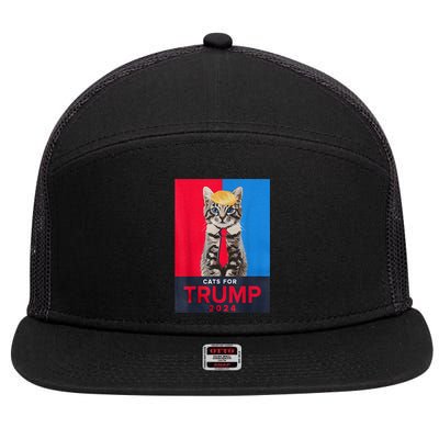 Funny Cats For Trump 2024 Make Pets Safe Again For Vance Trump Gifft 7 Panel Mesh Trucker Snapback Hat