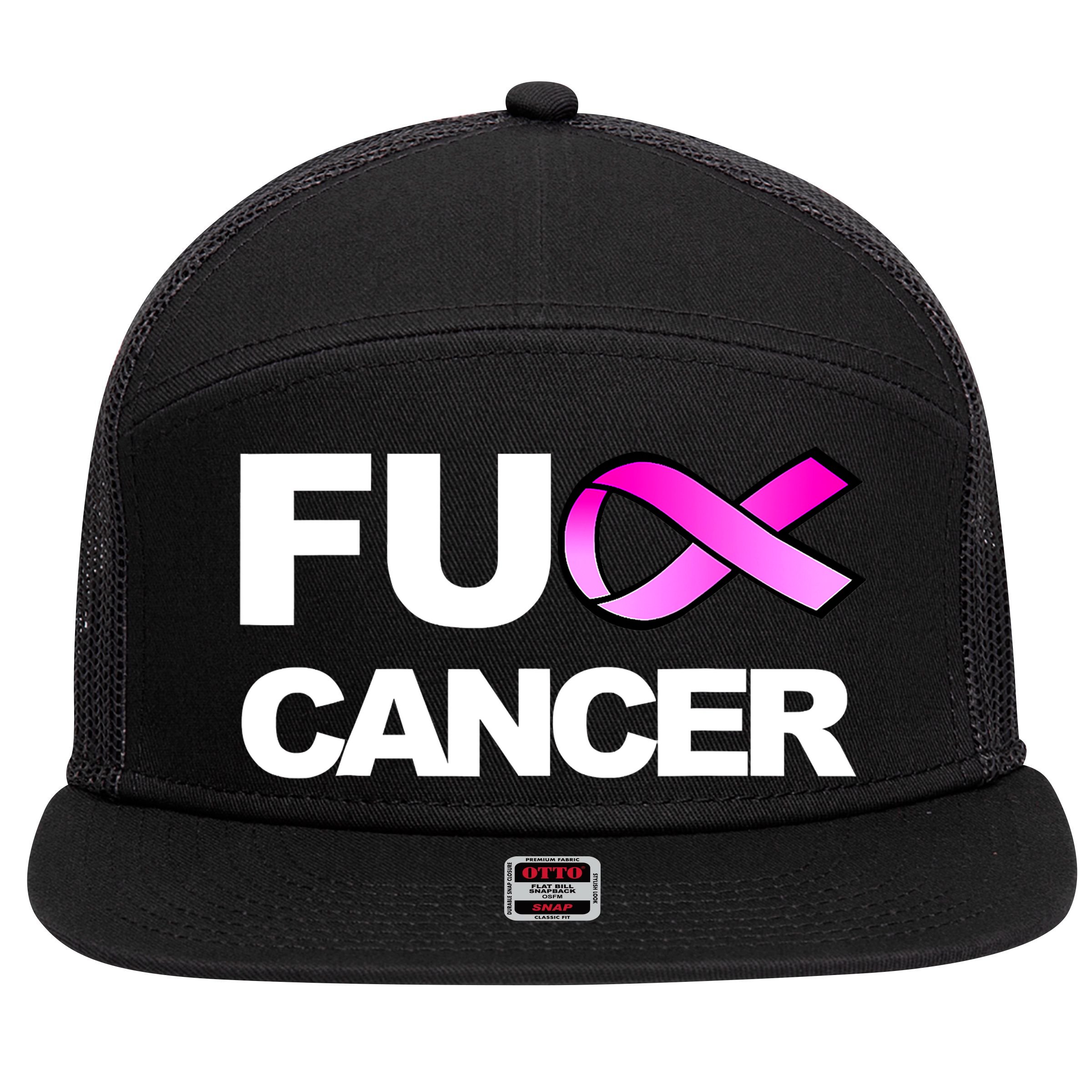 Fuck Cancer Fuck Breast Cancer Awareness 7 Panel Mesh Trucker Snapback Hat