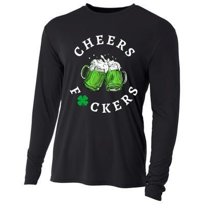 Funny Cheers Fuckers St PatrickS Day Cooling Performance Long Sleeve Crew