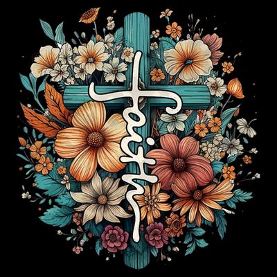 Faith Cross Floral Christian Faith Religious T-Shirt