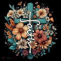 Faith Cross Floral Christian Faith Religious Tall T-Shirt