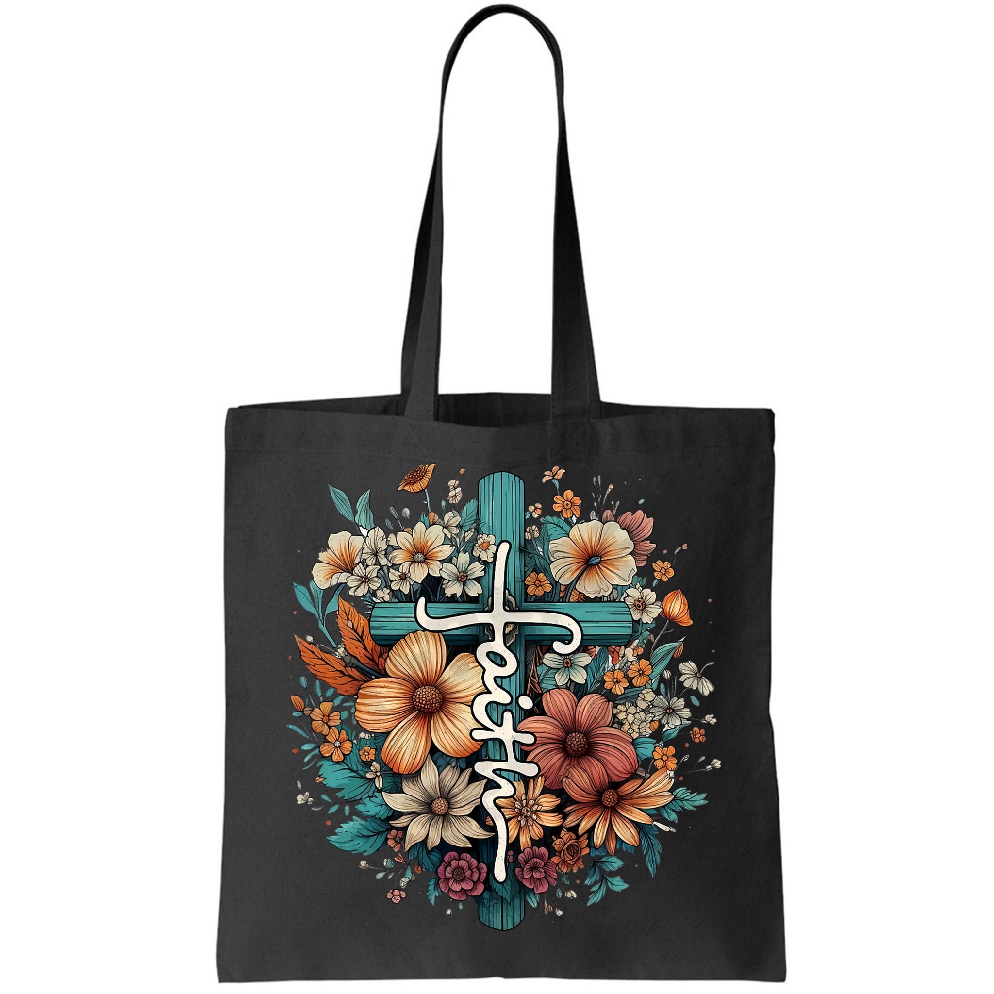 Faith Cross Floral Christian Faith Religious Bag