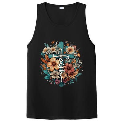 Faith Cross Floral Christian Faith Religious PosiCharge Competitor Tank