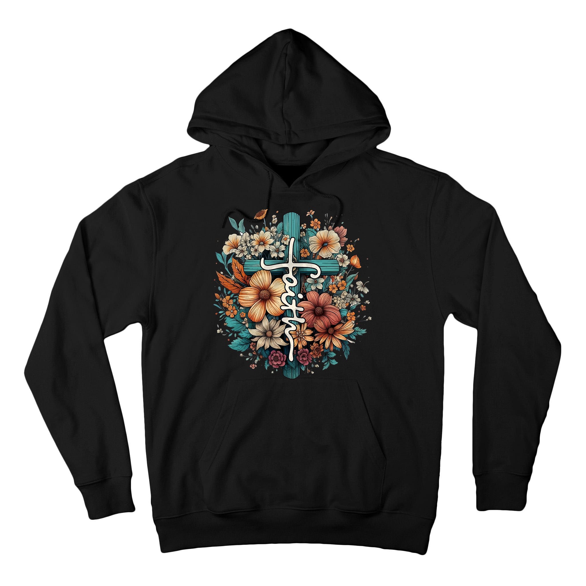 Faith Cross Floral Christian Faith Religious Tall Hoodie