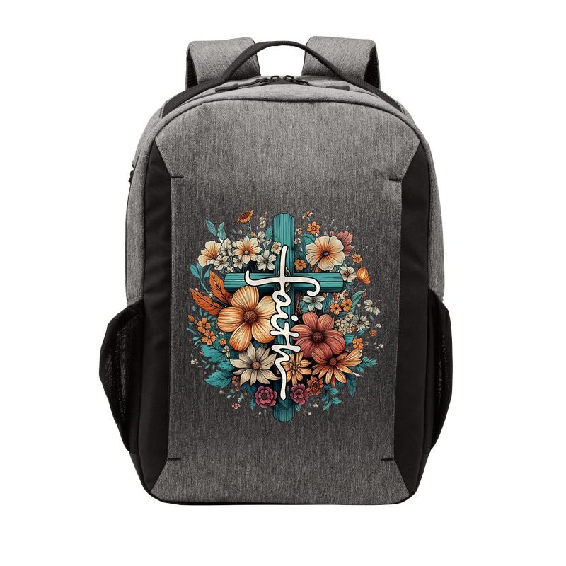 Faith Cross Floral Christian Faith Religious Vector Backpack