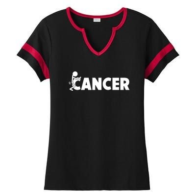 Fuck Cancer | Fuck Off Cancer | Cancer Sucks Funny Ladies Halftime Notch Neck Tee