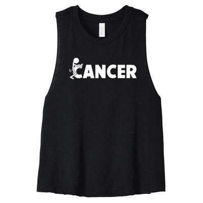 Fuck Cancer | Fuck Off Cancer | Cancer Sucks Funny Women's Racerback Cropped Tank