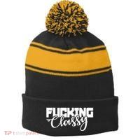 Fucking Classy Stripe Pom Pom Beanie