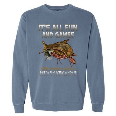 Flathead Catfish Fishing Freshwater Fish Gift Garment-Dyed Sweatshirt