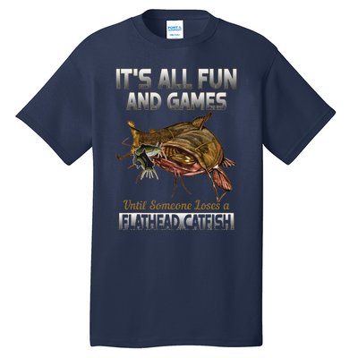 Flathead Catfish Fishing Freshwater Fish Gift Tall T-Shirt