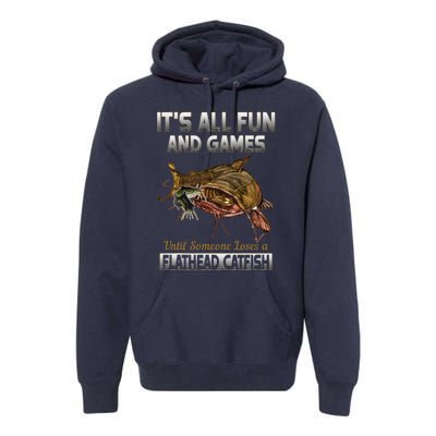 Flathead Catfish Fishing Freshwater Fish Gift Premium Hoodie