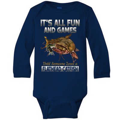 Flathead Catfish Fishing Freshwater Fish Gift Baby Long Sleeve Bodysuit