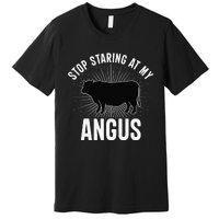 Funny Cow Farmer Rasing Cattle Dairy Farming Angus Cows Premium T-Shirt