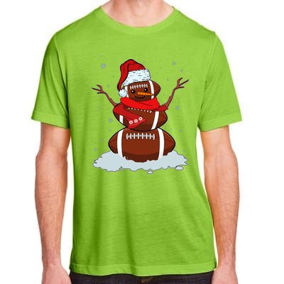 Funny Christmas Football Snowman Adult ChromaSoft Performance T-Shirt