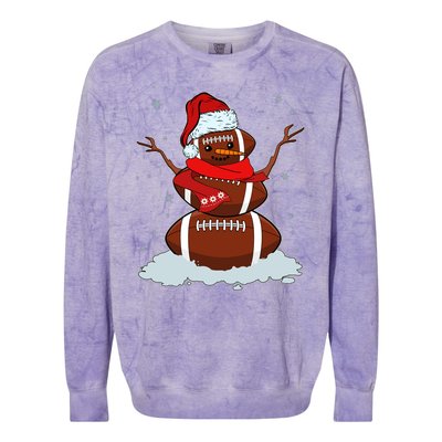 Funny Christmas Football Snowman Colorblast Crewneck Sweatshirt